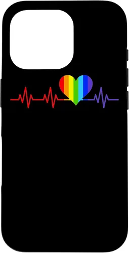 Vista 20 de Gay EKG Pulse Heartbeat Pride Flag y Queer LGBTQ Rainbow Case para iPhone 17