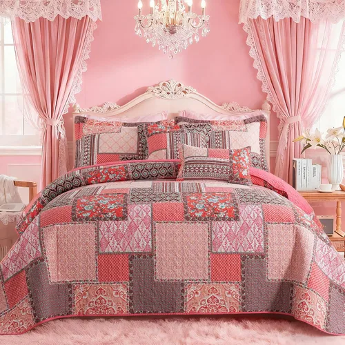 Vista 42 de VAPUTAR Juego de ropa de cama de edredón de 100 % algodón, tamaño Queen