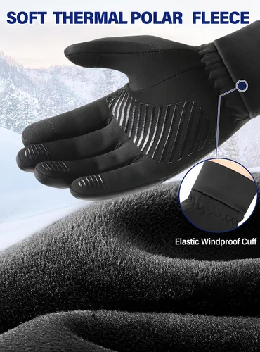 Vista 2 de Guantes de invierno para hombre y mujer, guantes térmicos resistentes al viento, para pantalla táctil, unisex, cálidos, antideslizantes, forrados