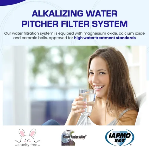 Vista 8 de Crystal Quest Jarra de filtro de agua – Capacidad de 12 tazas, incluye 1 filtro de larga duración, libre de BPA, cumple con el estándar NSF 42