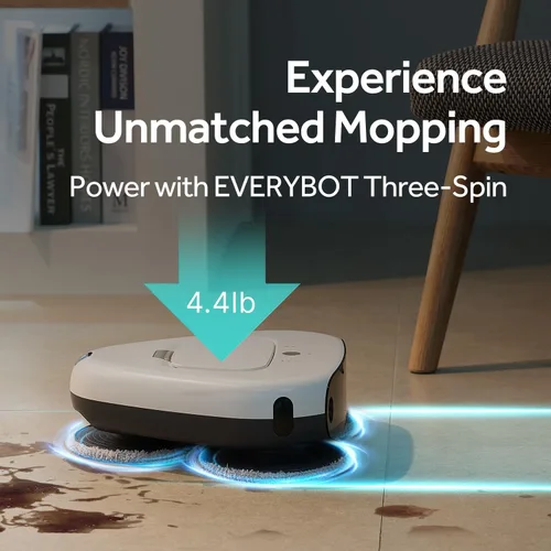 Vista 2 de EVERYBOT Trapeador robot de tres giros, limpiador inteligente ultra silencioso para trapear solo Potente y elegante trapeador húmedo de 3 giros