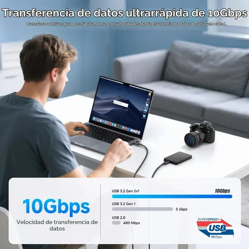Vista 3 de Cable Matters [Certificado USB-IF] Cable USB C de 10 Gbps Gen 2, 3.3 pies/3.3 ft, negro