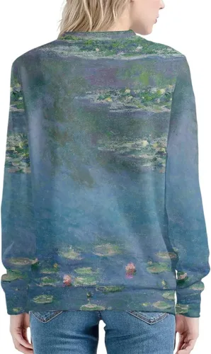 Vista 2 de JooMeryer - Sudadera de cuello redondo con estampado 3D de Van Gogh Starry Night para mujer