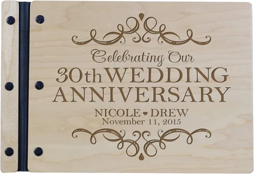 Vista 7 de LifeSong Milestones Libro de invitados personalizado para el 30 aniversario de boda para pareja, marido y esposa, 30 años de celebración Negro