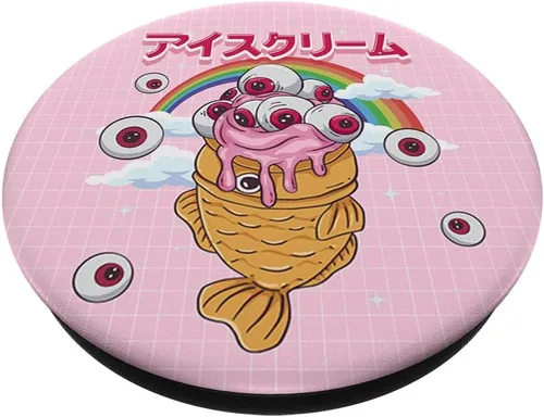 Vista 2 de Weirdcore Kawaii Taiyaki - Cono de helado para los ojos, PopSockets intercambiables
