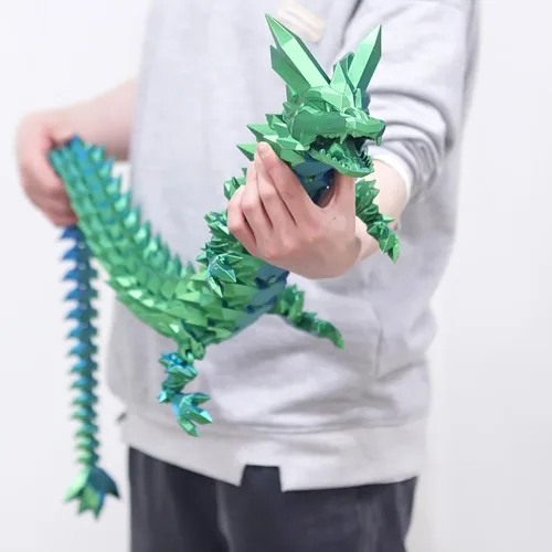 Vista 7 de Juguetes para ansiedad de dragón de cristal con estampado 3D súper grande de 48.82 pulgadas, figuras de animales extra largas y grandes, decoración