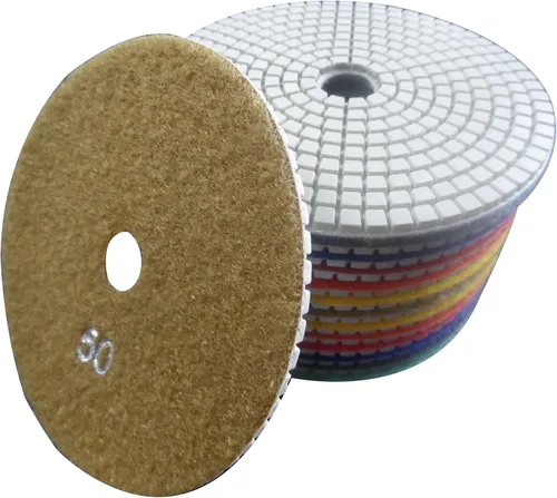 Vista 8 de Almohadillas de pulido de diamante húmedo de 7 pasos de 5 pulgadas para piedra y hormigón de mármol granito 7 piezas Set