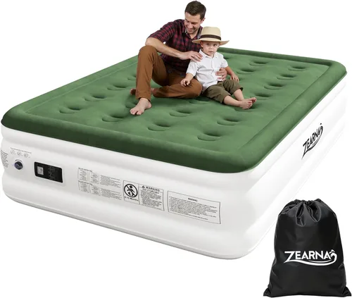 Vista 13 de Zearna Colchón de aire tamaño twin con bomba incorporada, colchón inflable resistente de 16", colchón de aire inflable con superficie superior