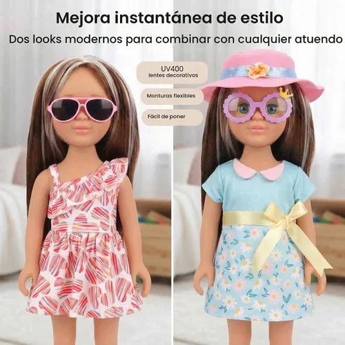 Vista 5 de MSYO - 8 accesorios de muñeca para muñecas de 18 pulgadas, 3 pares de zapatos, 3 pares de calcetines y 2 pares de gafas, juego de vestir pastel