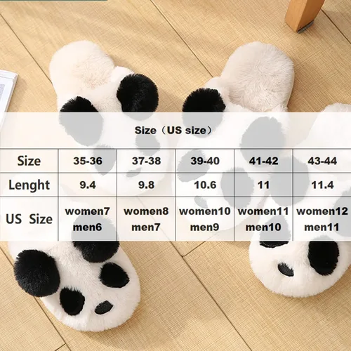 Vista 2 de Pantuflas de panda, pantuflas de panda de invierno, pantuflas cálidas adecuadas para mujeres y hombres adultos