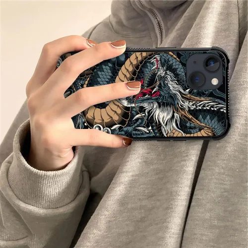 Vista 6 de Funda protectora de TPU resistente a los arañazos y golpes, compatible con iPhone 13 Mini, diseño H Dragon 8 de 5.4 pulgadas