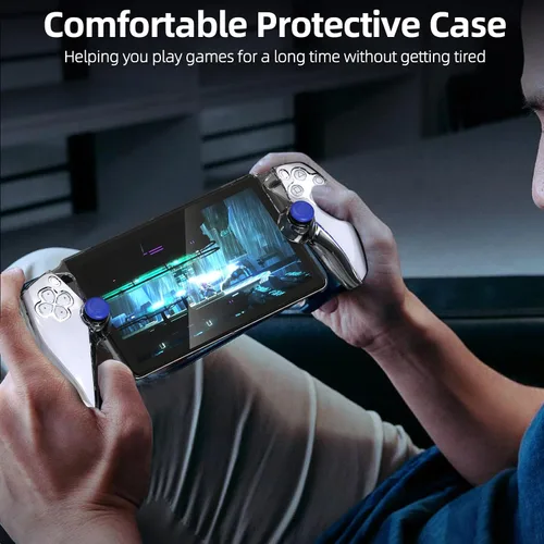 Vista 7 de Funda protectora mejorada para PlayStation Portal con protector de pantalla y joysticks, funda de policarbonato duro ultra transparente