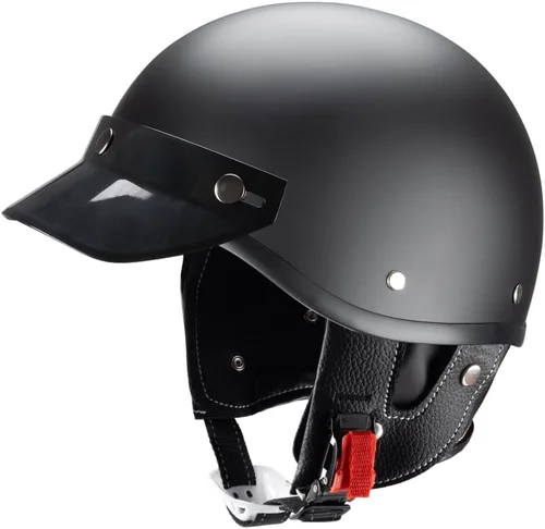 Vista 13 de Medio casco de motocicleta retro abierto medio casco casco de motocross para ciclismo, motocross, crucero, bicicleta, scopper, para hombres