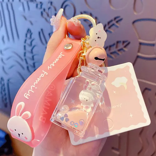 Vista 2 de ICI-Rencontrer - Bonita mochila flotante de animales para niños, niñas, mujeres, bolsa de acrílico, llavero líquido