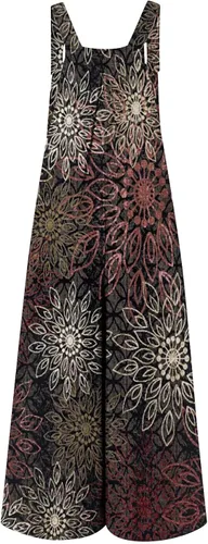 Vista 4 de Overol de manga corta para mujer ajuste casual cintura elástica largo con bolsillo cuello redondo suelto para mujer