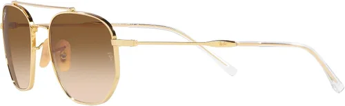 Vista 3 de Ray-Ban Gafas de sol unisex con montura dorada, lentes marrones, 2.126in