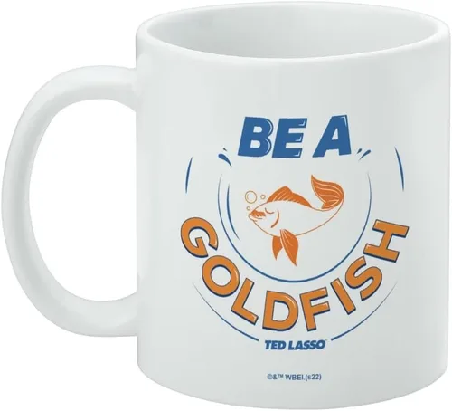Vista 3 de Ted Lasso Be A Goldfish - Taza de café de cerámica, novedosa taza de regalo para café, té y bebidas calientes, 11 onzas, color blanco