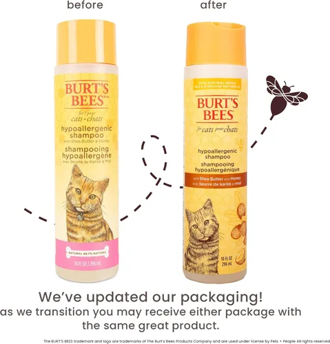 Vista 2 de Burt's Bees for Pets Champú hipoalergénico para gatos con manteca de karité y miel, fórmula suave para gatos de interior con piel seca o sensible