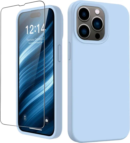 Vista 28 de FUNMIKO Funda compatible con iPhone 15 con protector de pantalla, silicona líquida suave y sedosa mejorada, diseñada a la moda para hombres, mujeres