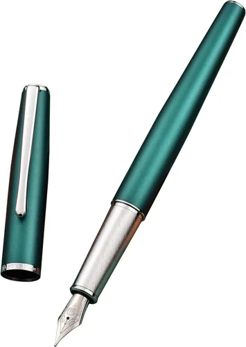 Vista 13 de Hongdian 920 - Pluma estilográfica de metal negro, chapado en oro rosa, pluma de escritura suave, pluma clásica con convertidor de tinta