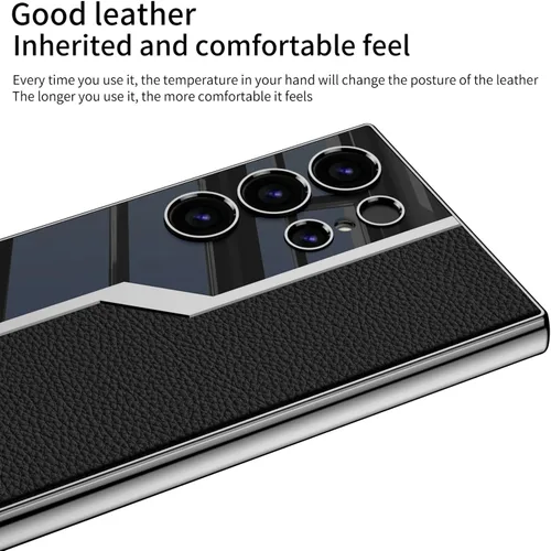 Vista 5 de Lunivop Para Samsung Galaxy S24 Ultra Funda TPU Marco y Volver PU Cubierta de cuero Funda de silicona delgada para S 24 Ultra 6.8 '' 5G 2024 a