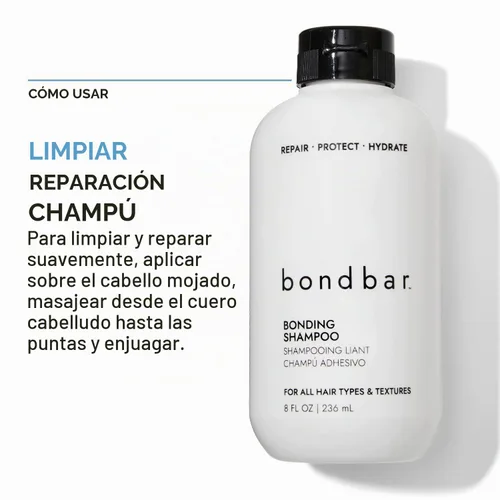 Vista 7 de Bondbar Champú Reparador, Protege, Fortalece e Hidrata Todos los Tipos y Texturas de Cabello, Previene el Efecto Esponja y el Encresparse, Añade