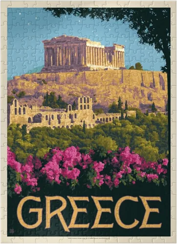 Vista 7 de MyPuzzle Greece: The Parthenon, póster vintage, rompecabezas de 100 piezas para adultos