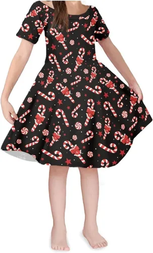 Vista 34 de SEANATIVE Vestido de manga corta para niñas de 3 a 14 años Black Bow Ghost