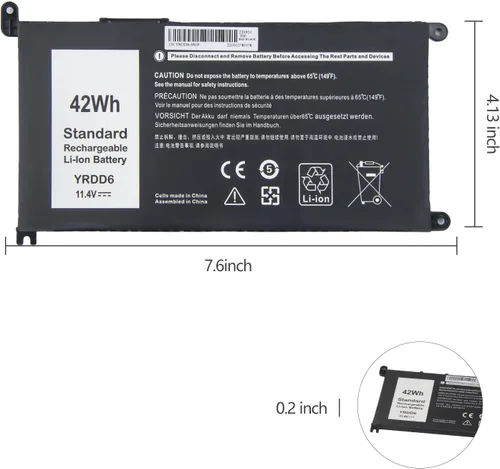 Vista 5 de Batería Amanda 42Wh YRDD6 1VX1H para Dell Inspiron 5482 5485 7586 3583 5491 5591 5481 3310 2 en 1 5593 5480 3493 3793 35822 5581 5584 5590 3584 5493