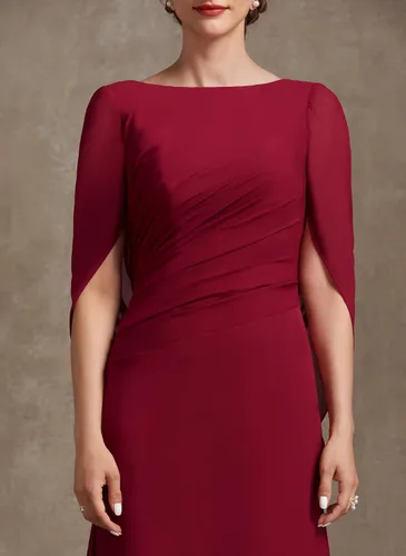 Vista 5 de NABN Vestidos de noche de gasa de sirena para mujer con capa para boda