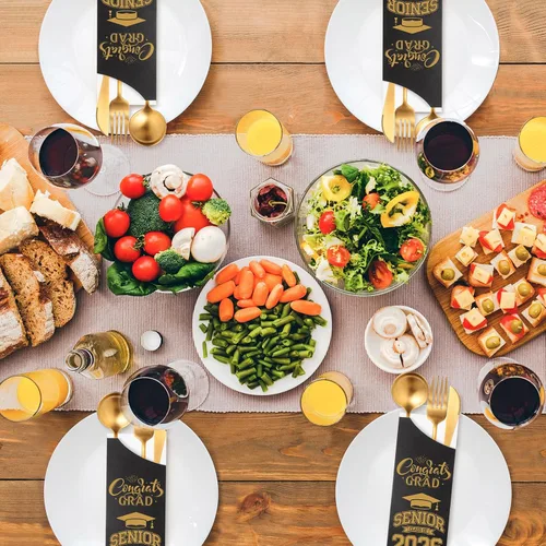 Vista 6 de Ireer 100 bolsas de papel para cubiertos de papel, fundas para utensilios de cocina para fiesta de graduación, decoración de mesa de centro de mesa