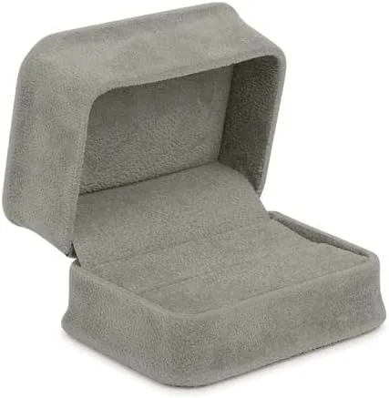 Vista 5 de Allure - Caja de lujo para anillo de gamuza con doble ranura para anillo, elegante funda para anillo de diamantes, con interior de terciopelo gris