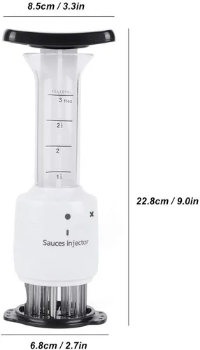 Vista 3 de Ablandador de carne e inyector profesional 2 en 1, cuchillas de aguja de acero inoxidable para carne, carne de res, pollo, ternera, cerdo, pavo