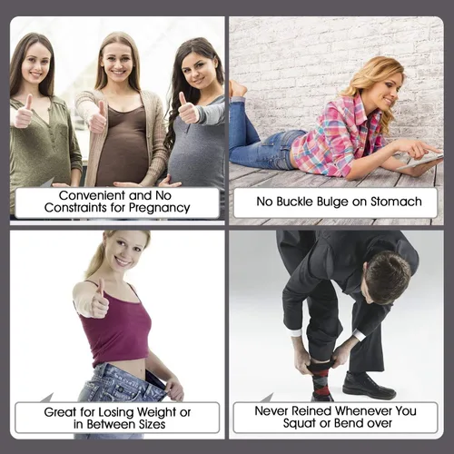 Vista 7 de JASGOOD Cinturón elástico invisible para mujer, cinturón elástico con hebilla plana para jeans, pantalones, vestidos
