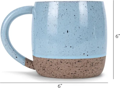 Vista 3 de Elanze Designs Paquete de 2 tazas de cerámica de 17 onzas con fondo sin procesar, color azul hielo
