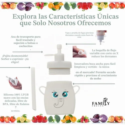 Vista 4 de Bolsas reutilizables de silicona, sin BPA, para niños pequeños, paquete de 2 elefantes, fácil de limpiar, bolsas reutilizables para alimentos