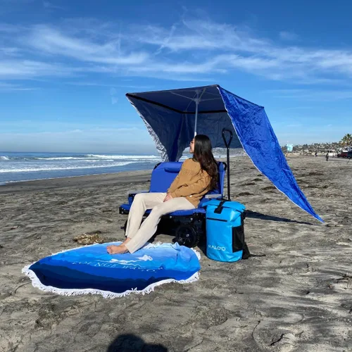 Vista 5 de Malo'o Toalla de playa grande de gran tamaño, máxima comodidad y estilo: toalla de playa redonda de 60 pulgadas con microfibra de algodón, secado