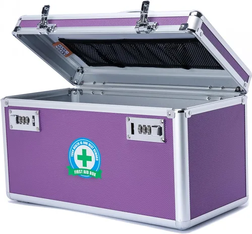 Vista 12 de Caja de medicamentos con cerradura con estuche de almacenamiento portátil, 14.2 x 7.2 x 8.2 pulgadas, organizador de bloqueo de medicamentos a