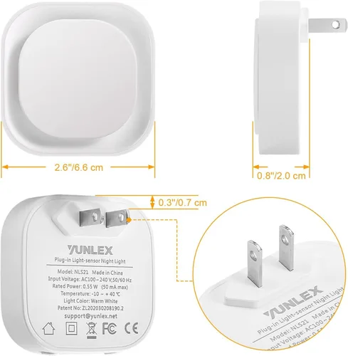 Vista 8 de Paquete de 2 luces nocturnas enchufables regulables, luz nocturna azul, sensor automático de atardecer a amanecer, luz nocturna LED, brillo suave