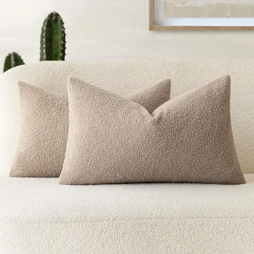 Vista 35 de Foindtower Paquete de 2 fundas de cojín decorativas de pelo sintético rizado, suave y mullida, con cremallera, acogedora funda de almohada