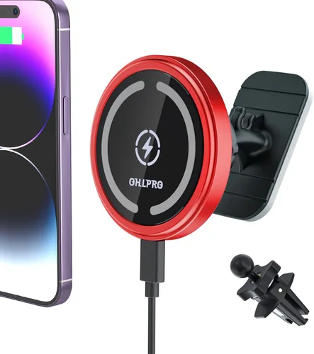 Vista 11 de OHLPRO Cargador de coche MagSafe para iPhone, cargador inalámbrico para coche, soporte magnético para teléfono para iPhone 17 Pro Max 16 15 14