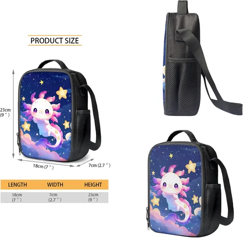 Vista 28 de HUGS IDEA Juego de 3 bolsas escolares con aislamiento térmico para el almuerzo, estuche para lápices