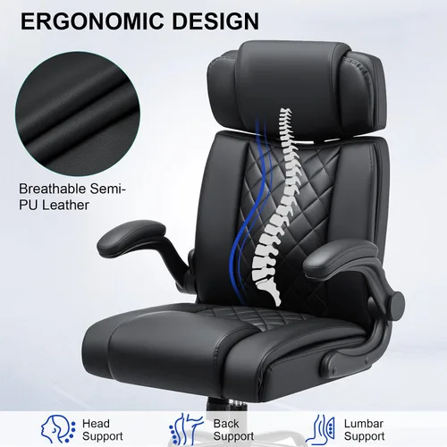 Vista 5 de VANSPACE Silla de oficina ejecutiva con soporte lumbar ajustable y reposacabezas Silla ergonómica de computadora de 440 libras, cómoda silla