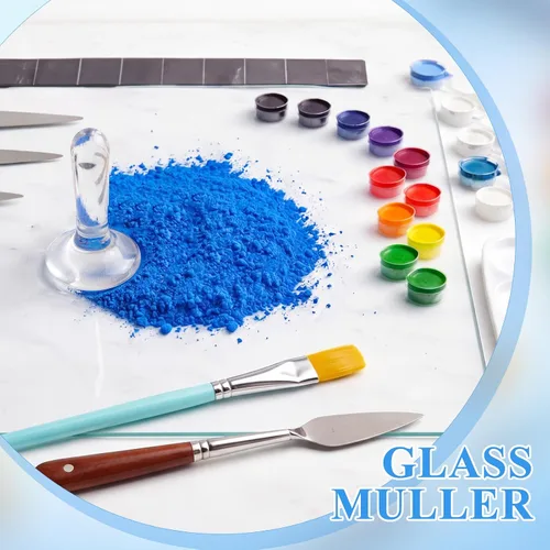Vista 2 de Nuanchu Muller de vidrio para hacer pintura, suministros de arte Muller de 1.57 pulgadas para artistas, aparato de maja para acuarela, aceite