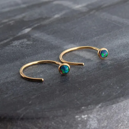 Vista 29 de Half Huggie Gold Hoop Earrings for Girls Women Tiny Cartilage Birthstone Stud Piercing Earring Hypoallergenic Earring Screw Back Dainty Hug Hoops