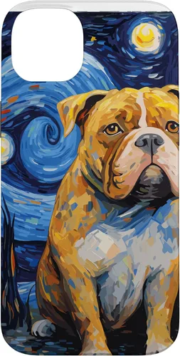 Vista 15 de Funda para iPhone 16 American Bully Starry Night para perro, mamá, perro, papá
