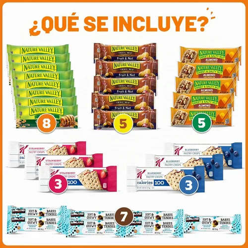 Vista 3 de Paquete de variedad de barras de granola a granel - Caja de aperitivos variada de barras de granola saludables para aperitivos de oficina y barras