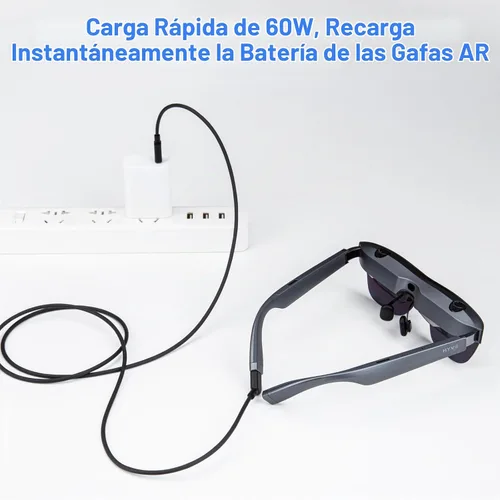 Vista 2 de Cable de carga USB C a USB‑C AR para gafas, admite carga rápida de 60 W, transferencia de datos de 10 Gbps y pantalla de 4K a 60 Hz - Chaqueta