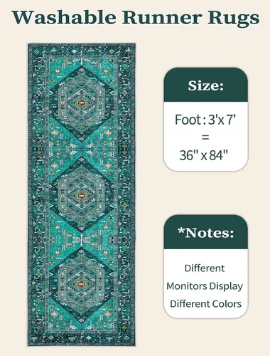 Vista 502 de SERISSA - Tapetes florales vintage, antideslizante, lavable, pequeño, ultrasuave, bohemio, de pelo bajo, para entrada, interiores, habitación