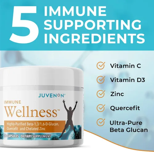 Vista 2 de Juvenon Suplemento de defensa del bienestar inmunológico con vitamina C, cinc quelado, refuerzo inmunológico, beneficios antioxidantes para adultos